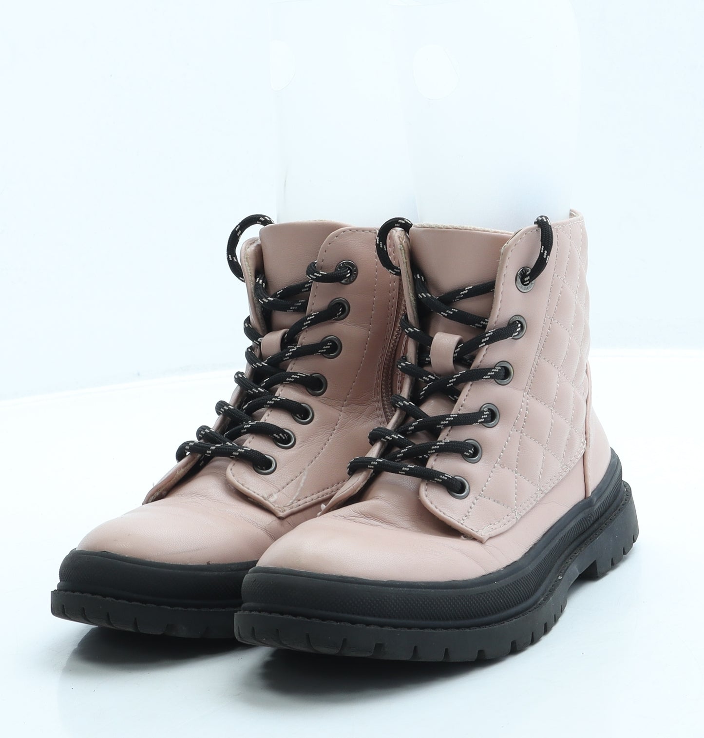 Lipsy Girls Pink Leather Combat Boot UK 13