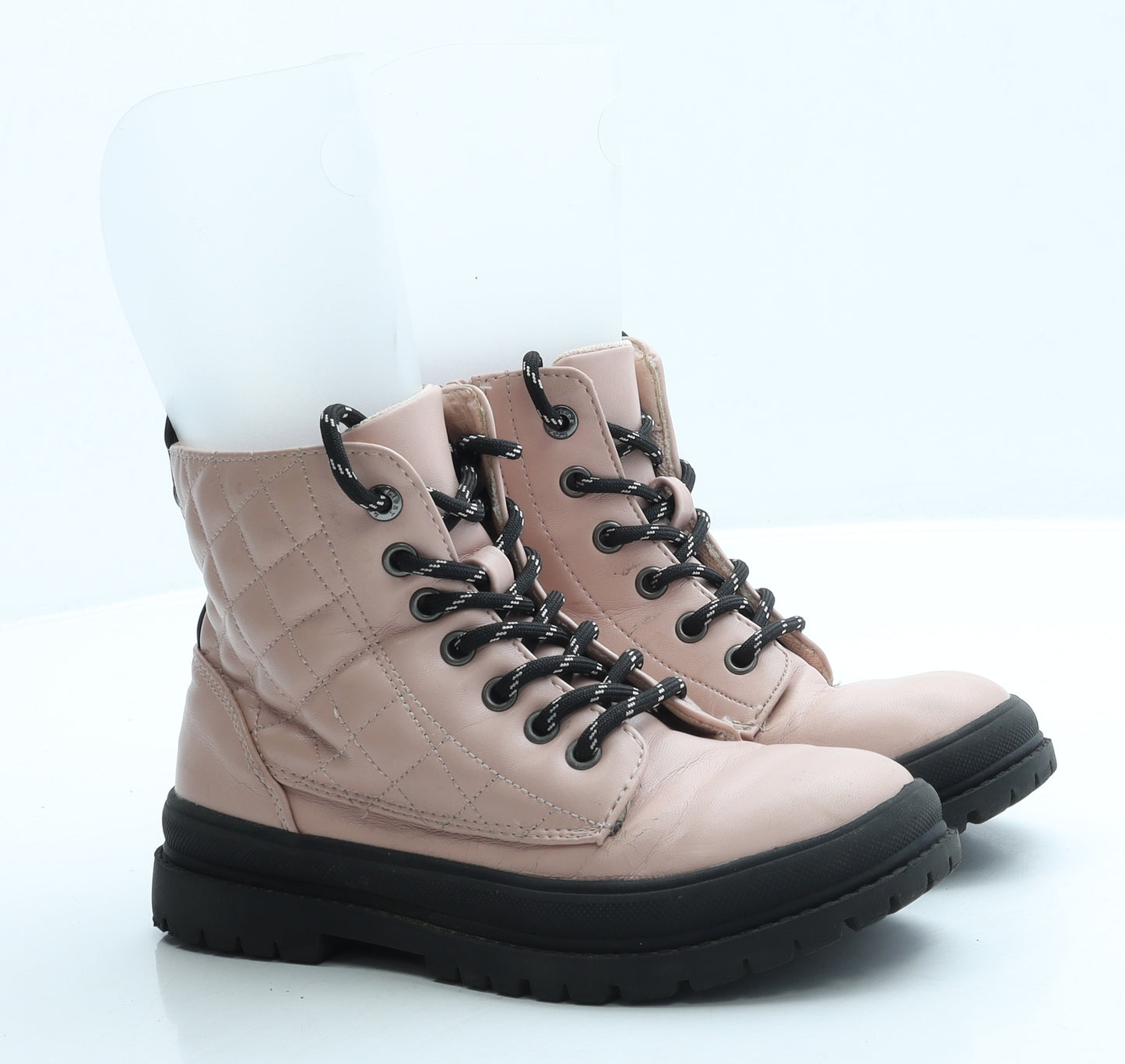Lipsy Girls Pink Leather Combat Boot UK 13