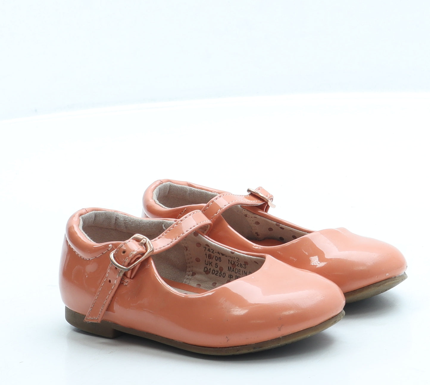 NEXT Girls Orange Leather Mary Jane Flat UK 5