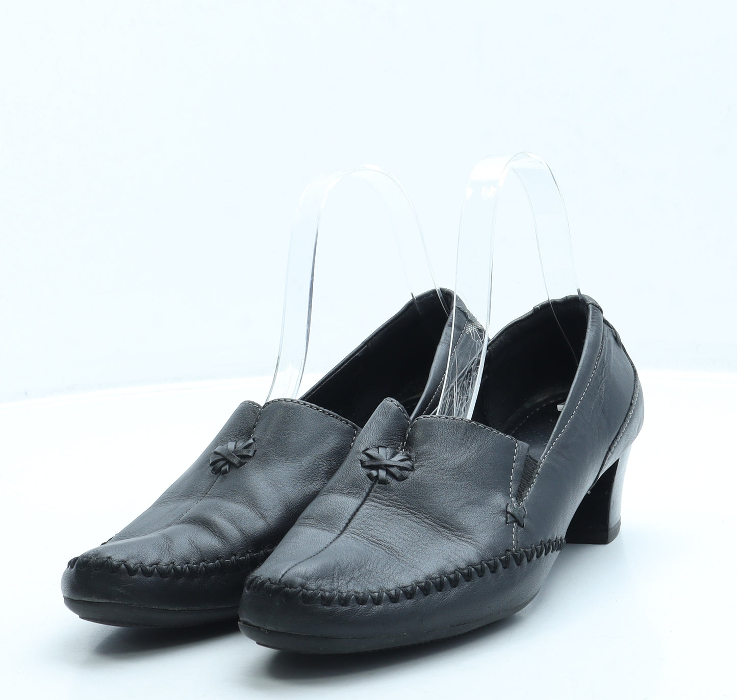 FootGlove Womens Black Leather Court Heel UK 5