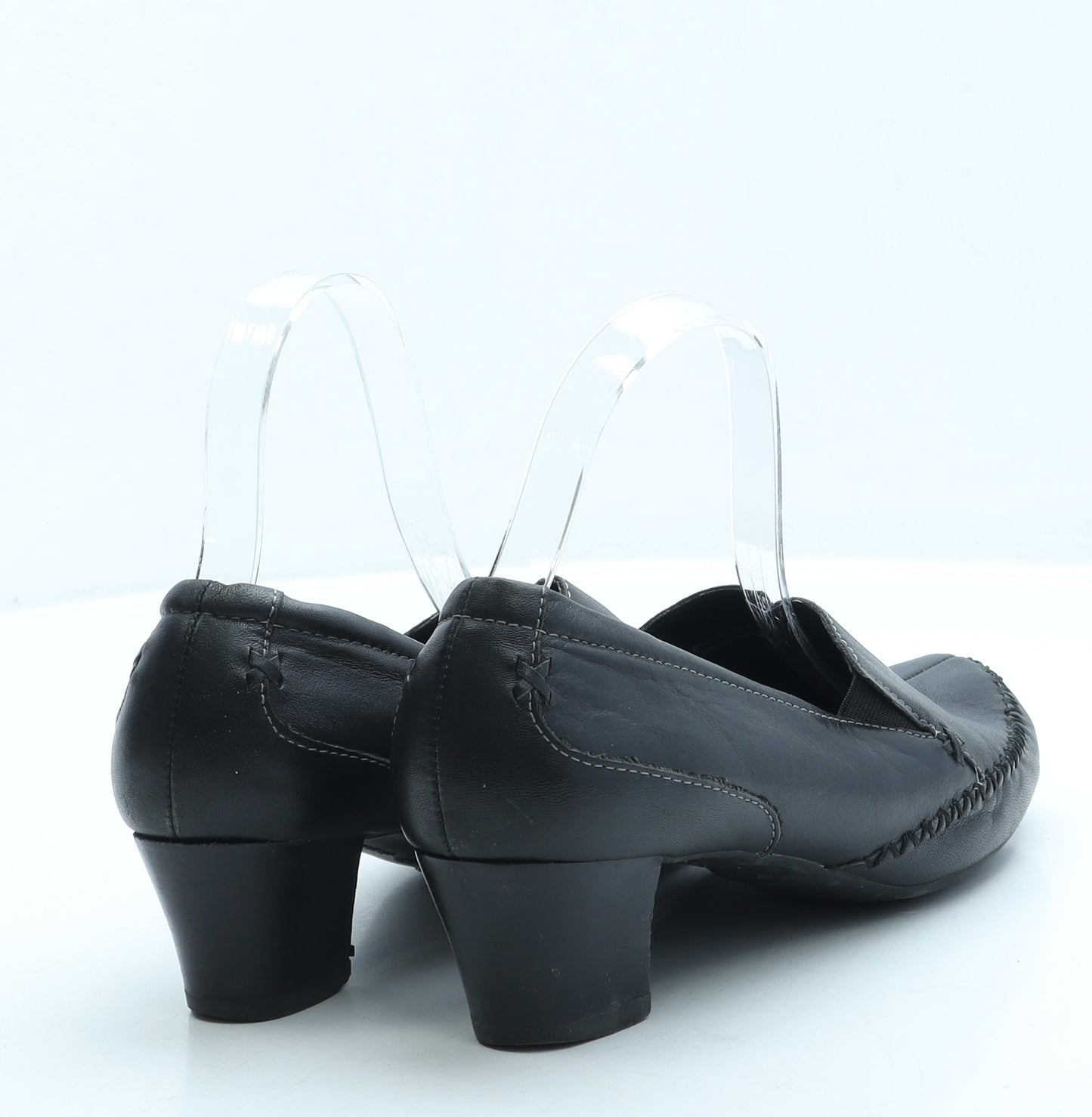 FootGlove Womens Black Leather Court Heel UK 5