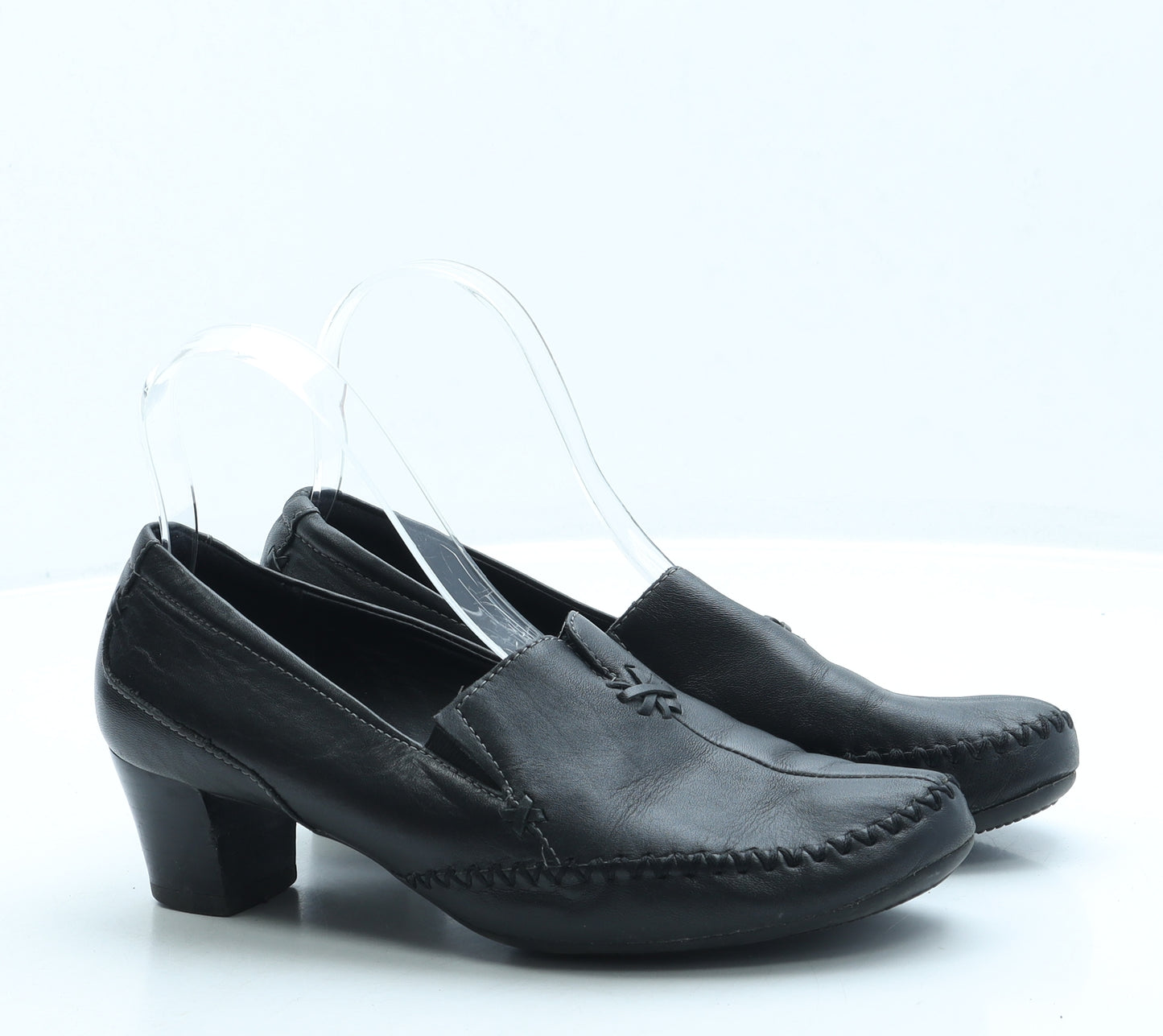 FootGlove Womens Black Leather Court Heel UK 5
