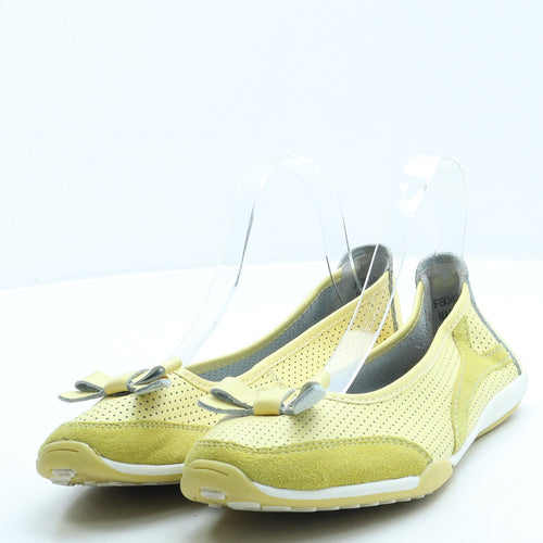 Down To Earth Womens Yellow Leather Slip On Flat UK 5