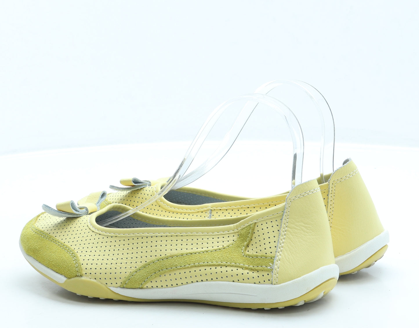 Down To Earth Womens Yellow Leather Slip On Flat UK 5