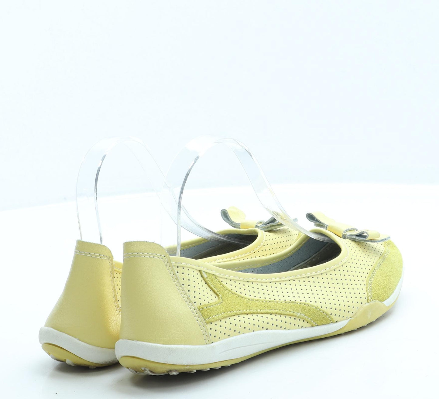 Down To Earth Womens Yellow Leather Slip On Flat UK 5