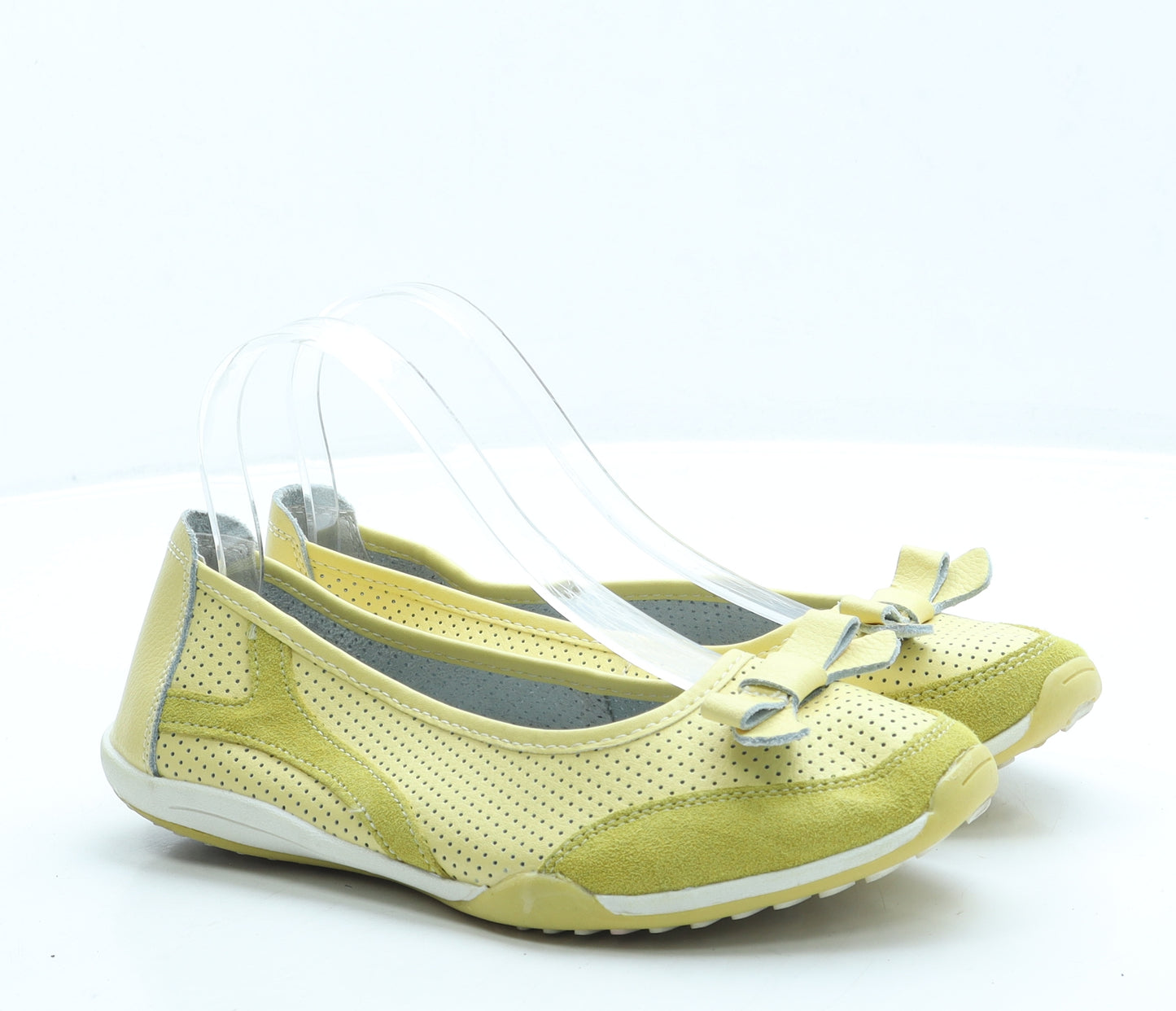 Down To Earth Womens Yellow Leather Slip On Flat UK 5