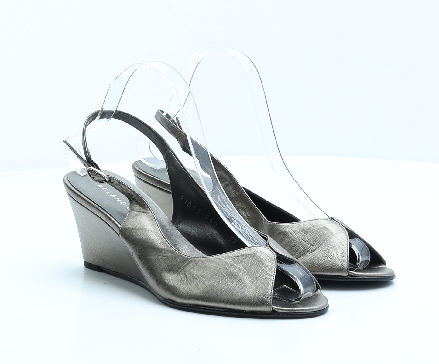 Roland Cartier Womens Gold Leather Slingback Heel UK 5.5 39