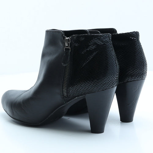 FootGlove Womens Black Leather Bootie Boot UK 7.5 - Wider fit