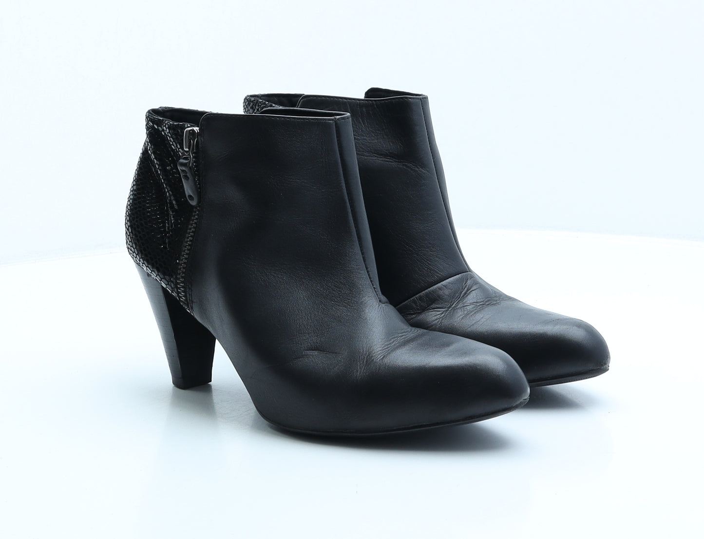 FootGlove Womens Black Leather Bootie Boot UK 7.5 - Wider fit