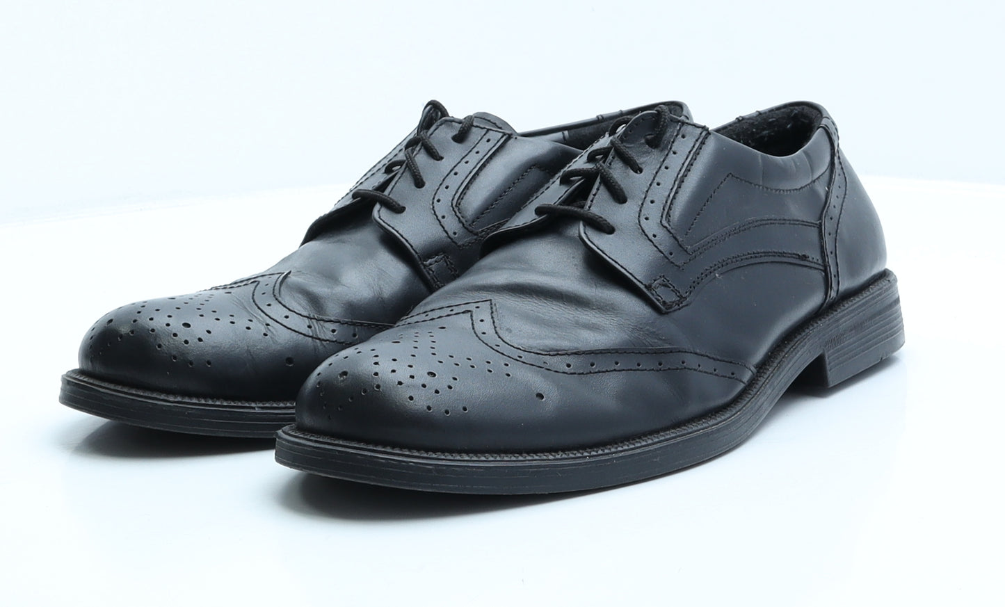 Luca Puccini Mens Black Leather Brogue Dress UK 9