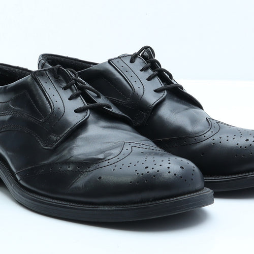 Luca Puccini Mens Black Leather Brogue Dress UK 9