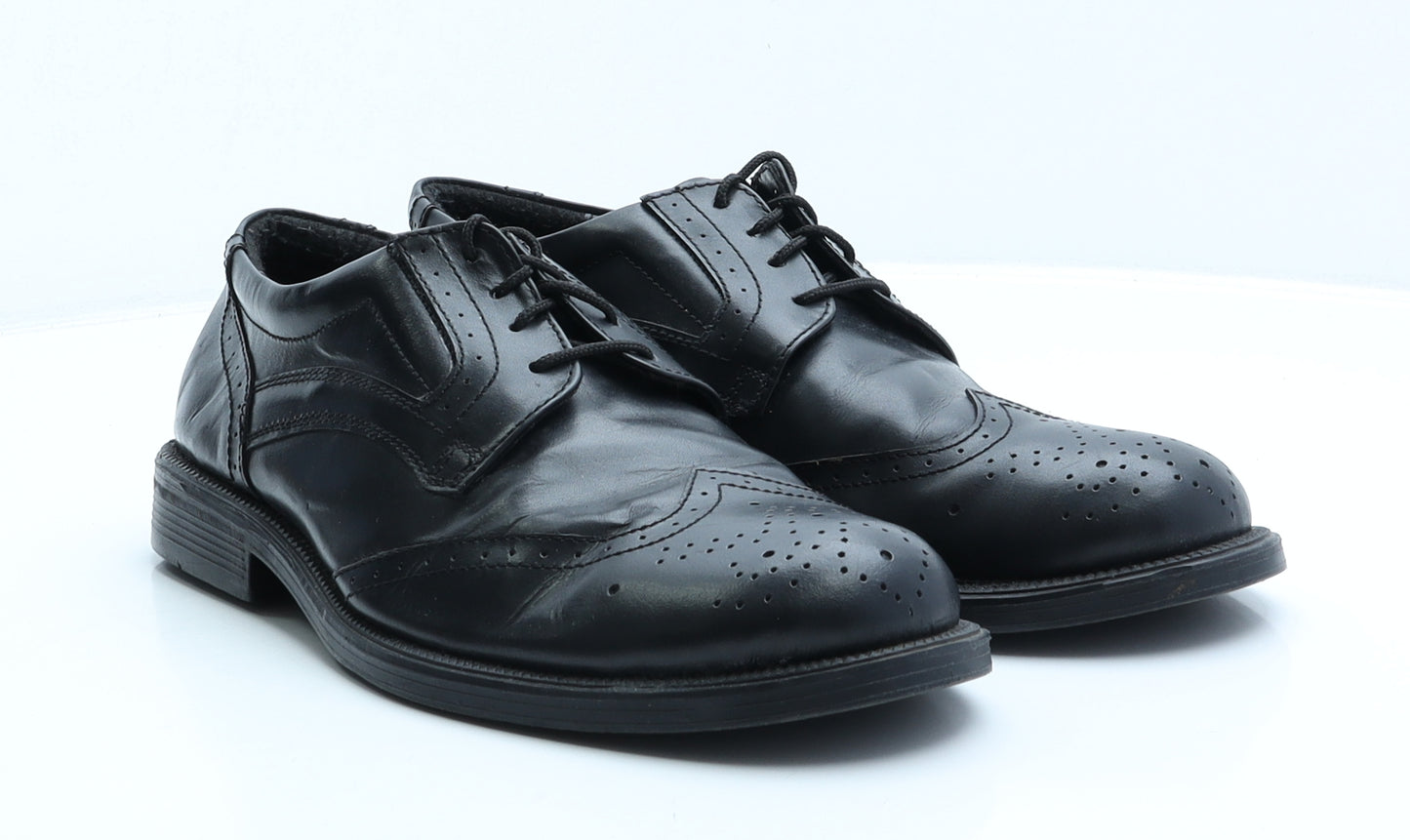 Luca Puccini Mens Black Leather Brogue Dress UK 9