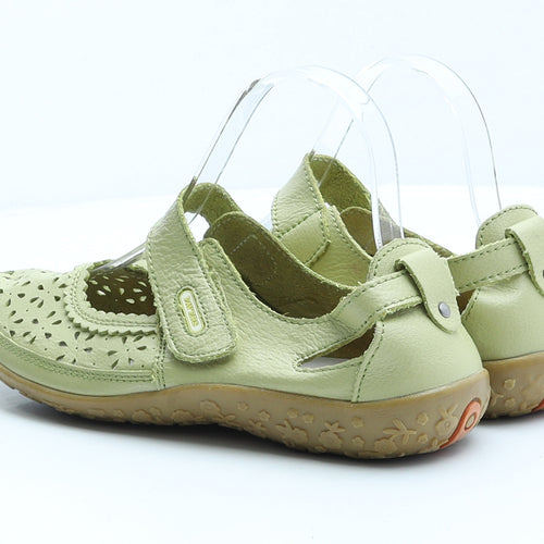 Pavers Womens Green Floral Leather Flat Casual UK 6 39