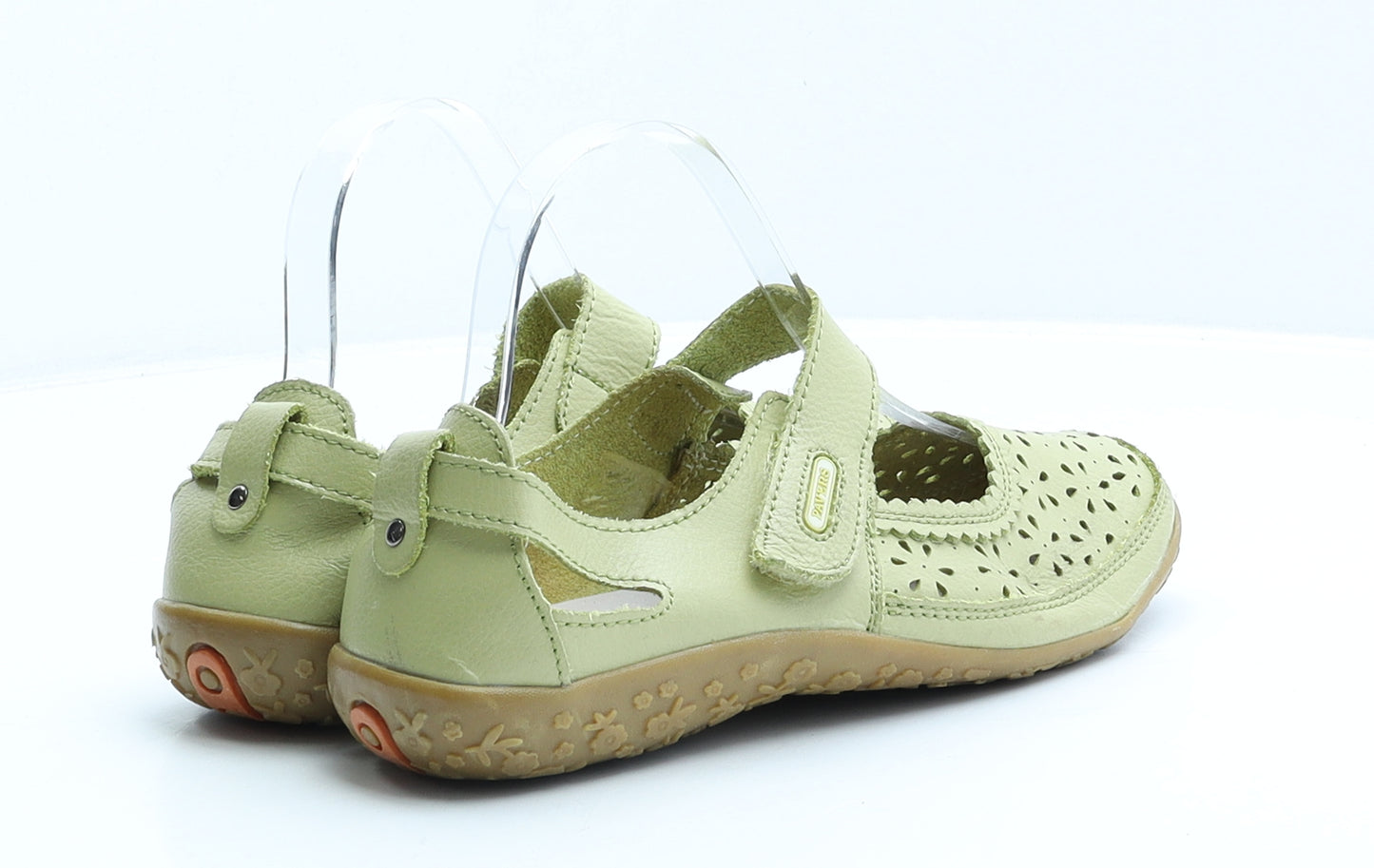 Pavers Womens Green Floral Leather Flat Casual UK 6 39