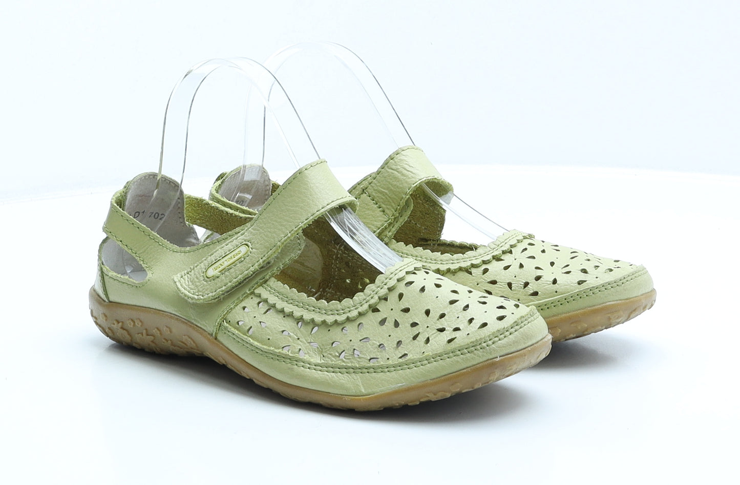 Pavers Womens Green Floral Leather Flat Casual UK 6 39