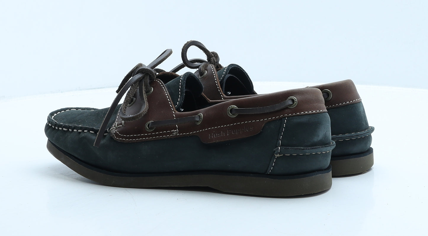 Hush Puppies Mens Blue Colourblock Leather Boat Shoe Casual UK 8 42.5