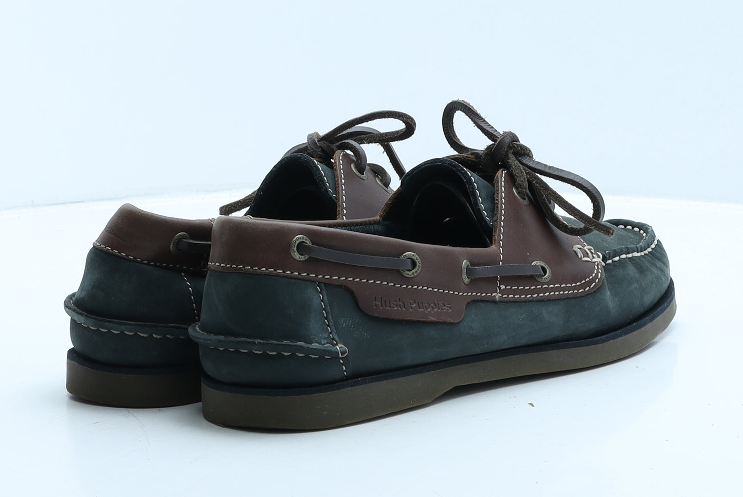 Hush Puppies Mens Blue Colourblock Leather Boat Shoe Casual UK 8 42.5