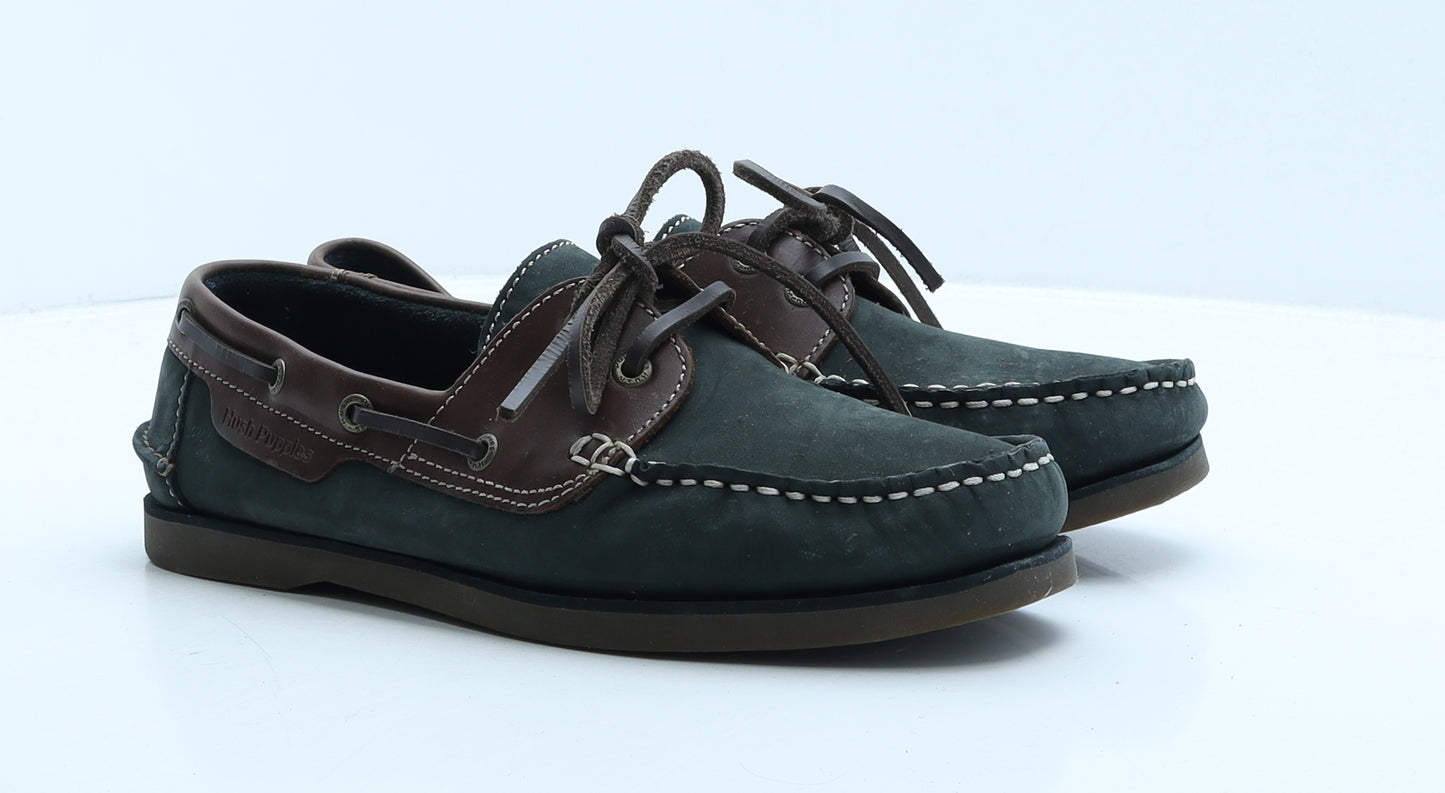 Hush Puppies Mens Blue Colourblock Leather Boat Shoe Casual UK 8 42.5