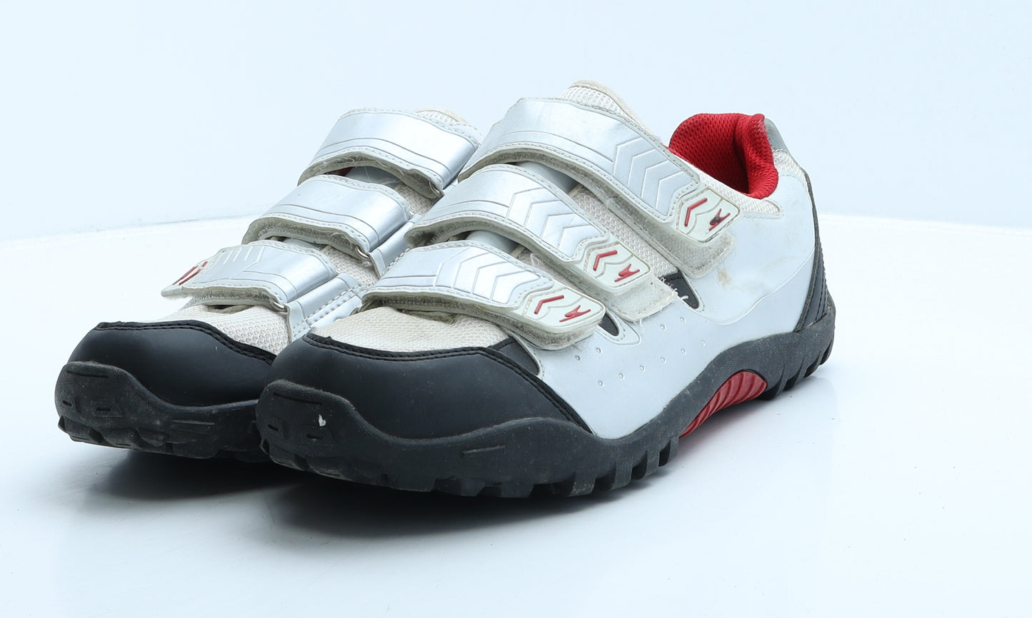 Crane Mens White Colourblock Leather Trainer UK 10