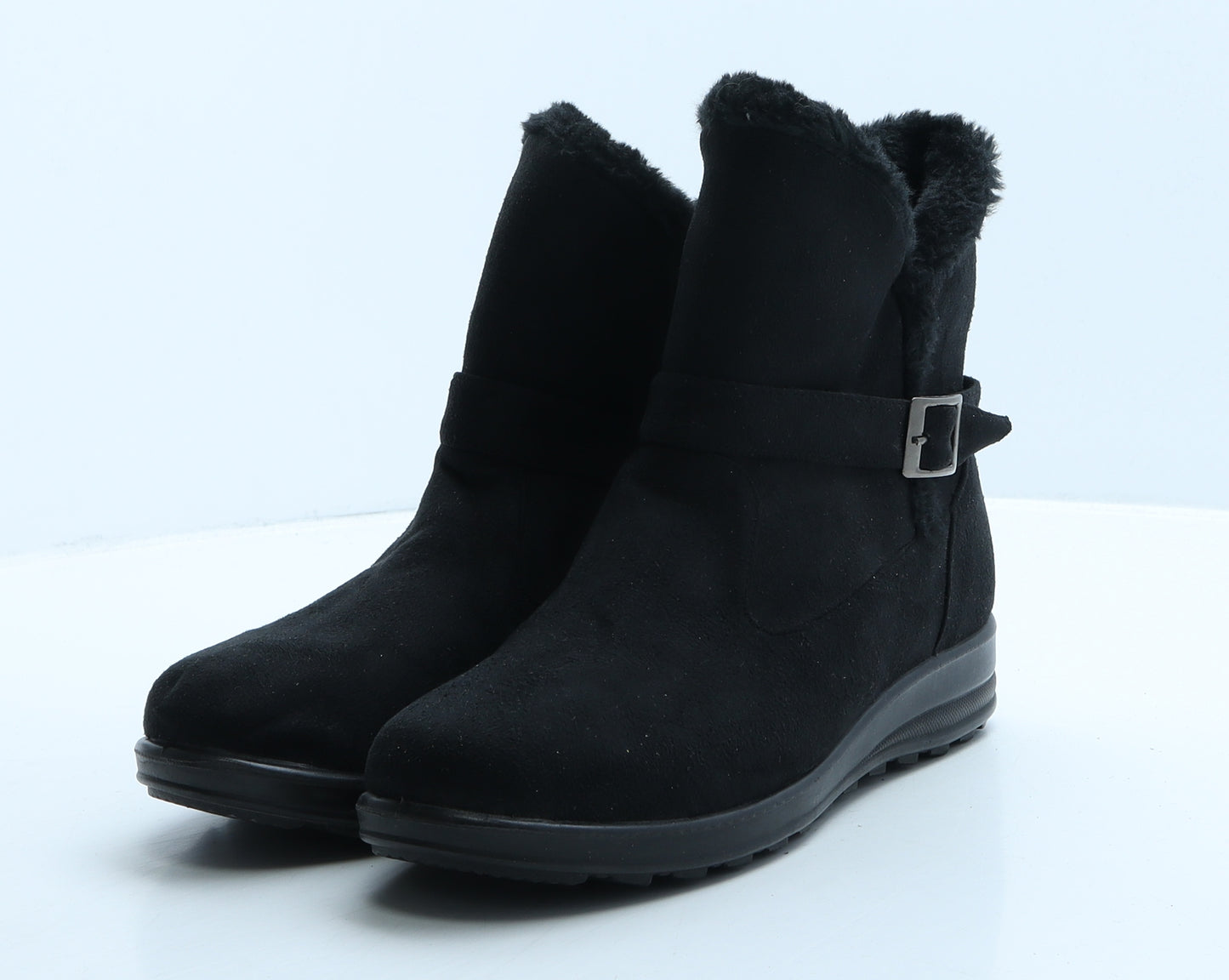 Cushion Walk Womens Black Suede Shearling Style Boot UK 8