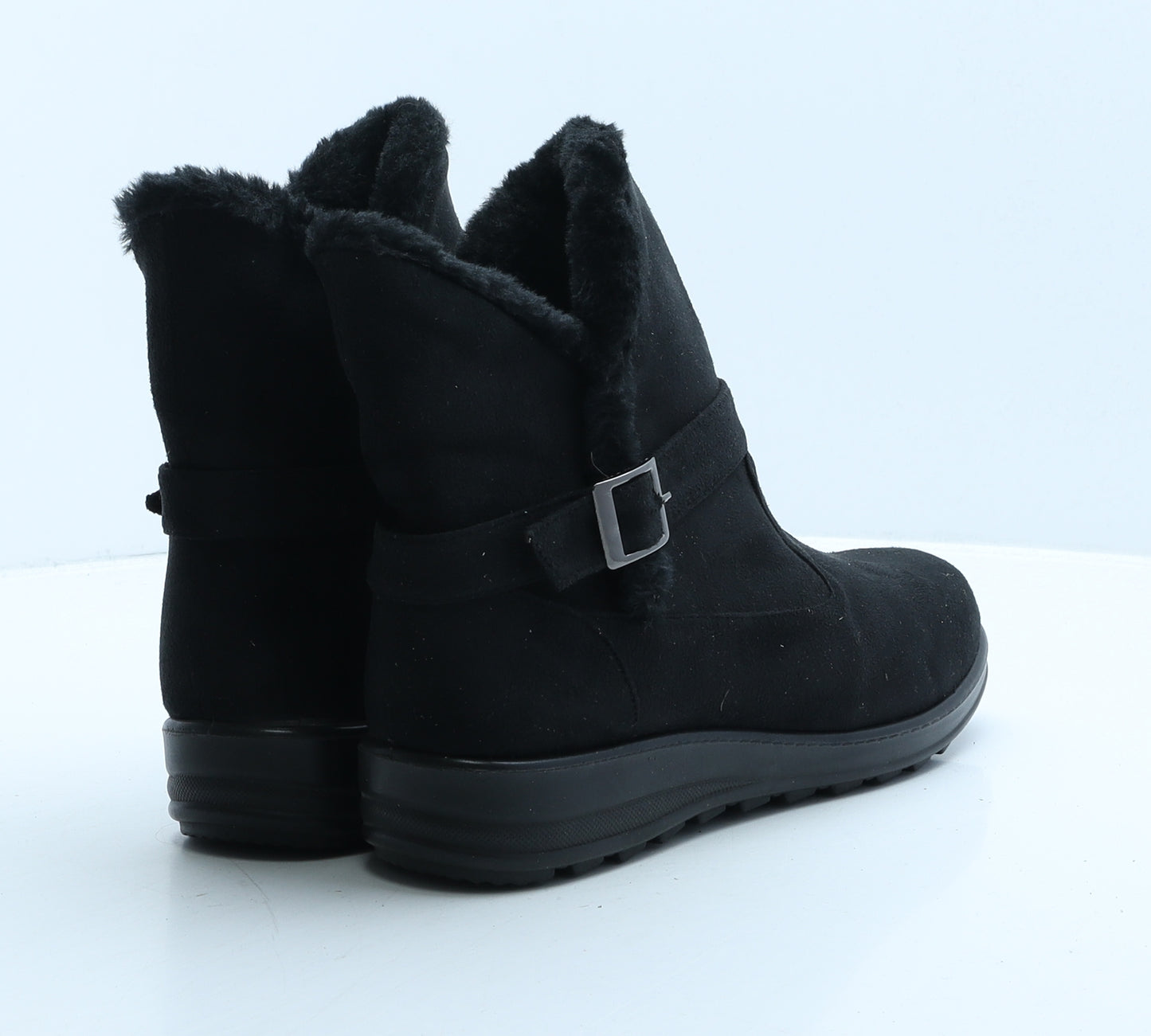Cushion Walk Womens Black Suede Shearling Style Boot UK 8