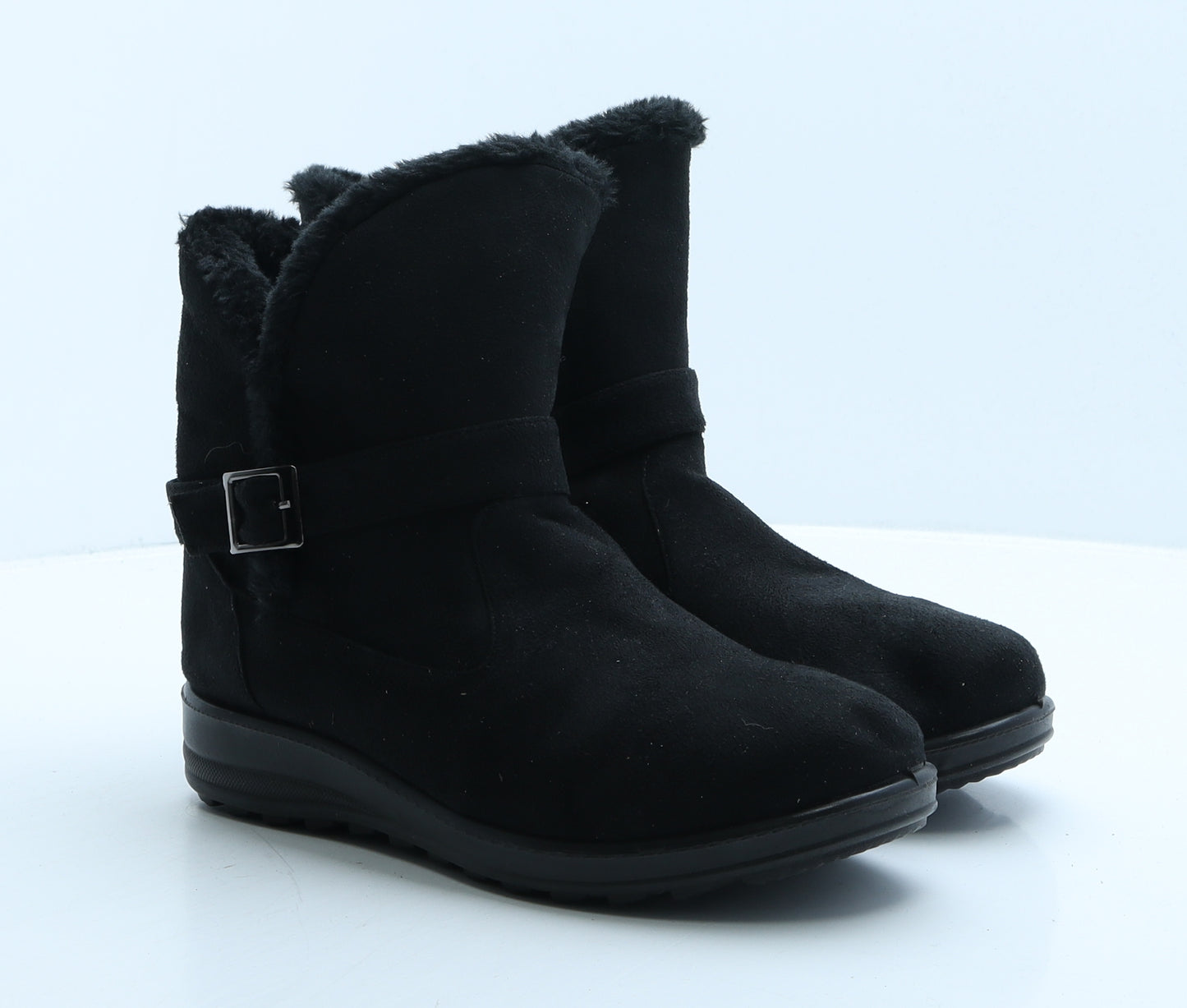 Cushion Walk Womens Black Suede Shearling Style Boot UK 8