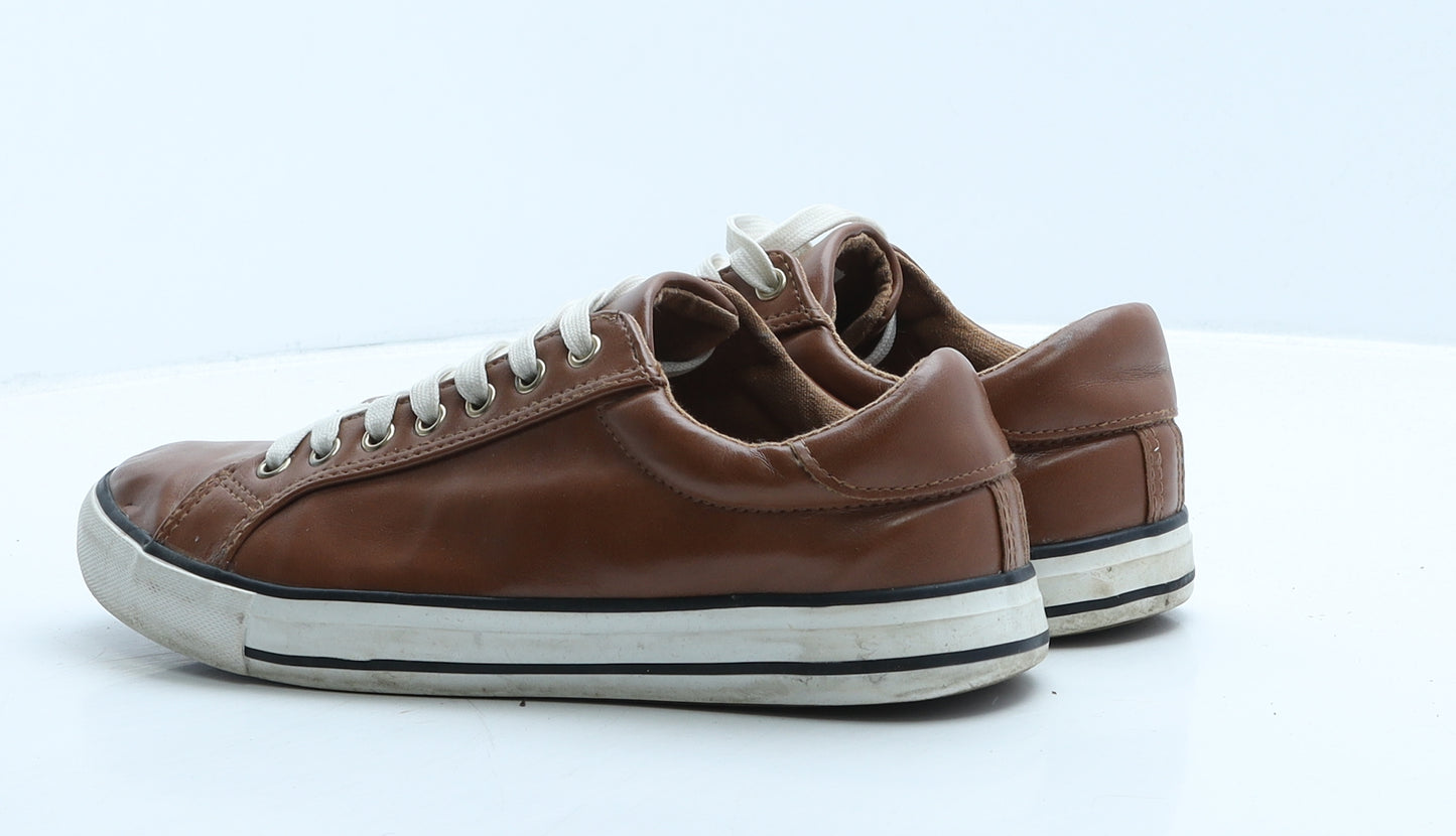 Simply Be Mens Brown Leather Trainer UK 7