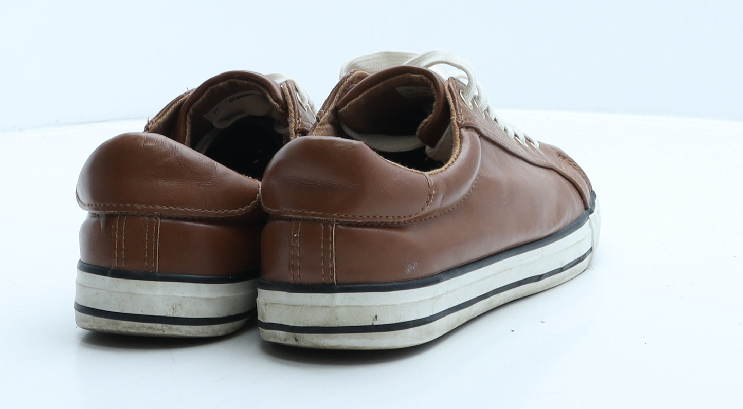 Simply Be Mens Brown Leather Trainer UK 7