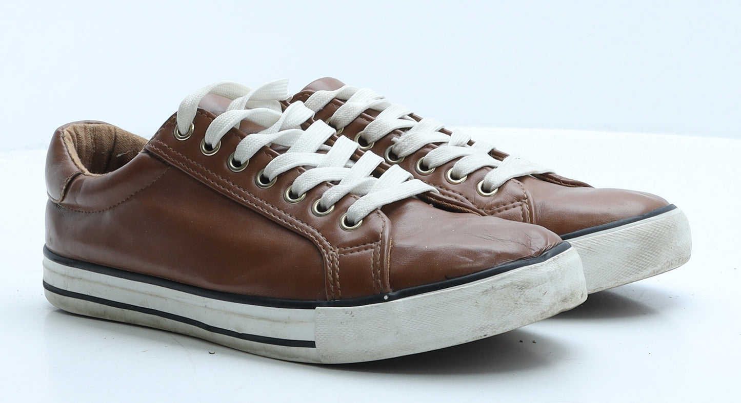 Simply Be Mens Brown Leather Trainer UK 7