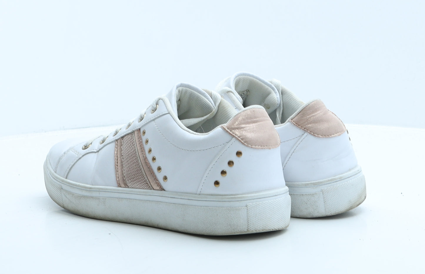 Dunnes Stores Womens White Geometric Leather Trainer UK 8 42