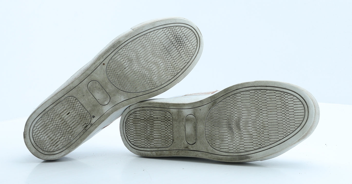 Dunnes Stores Womens White Geometric Leather Trainer UK 8 42