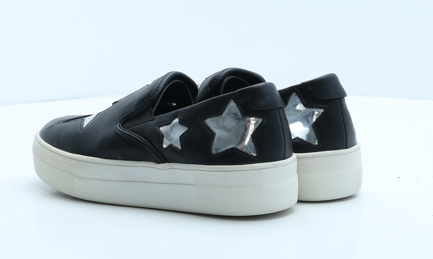 Steven by Steve Madden Womens Black Geometric Leather Loafer Casual UK 7.5 - Stars