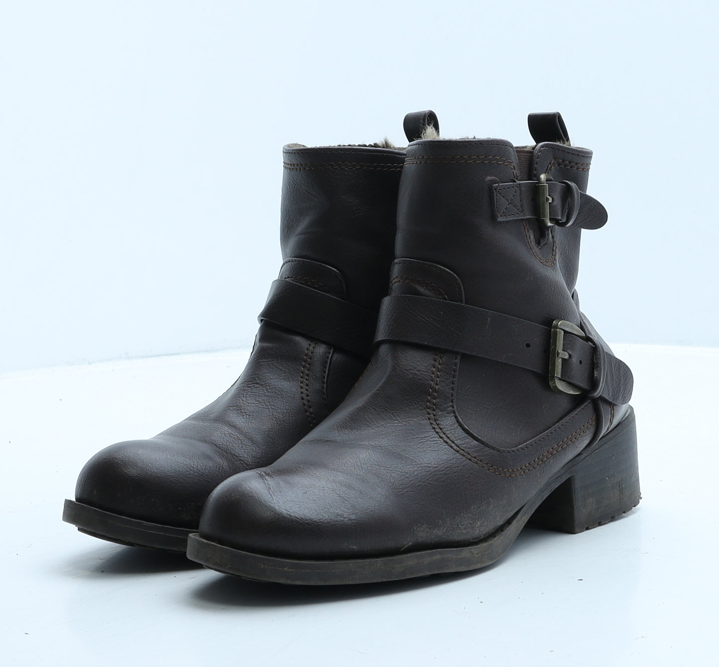 Marks and Spencer Womens Brown Leather Bootie Boot UK 3