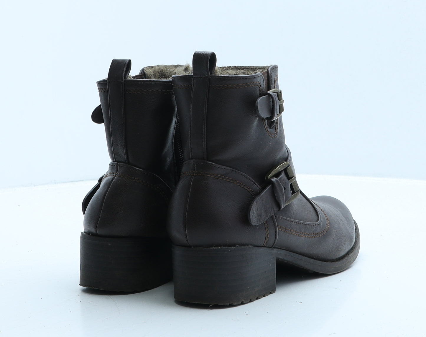 Marks and Spencer Womens Brown Leather Bootie Boot UK 3