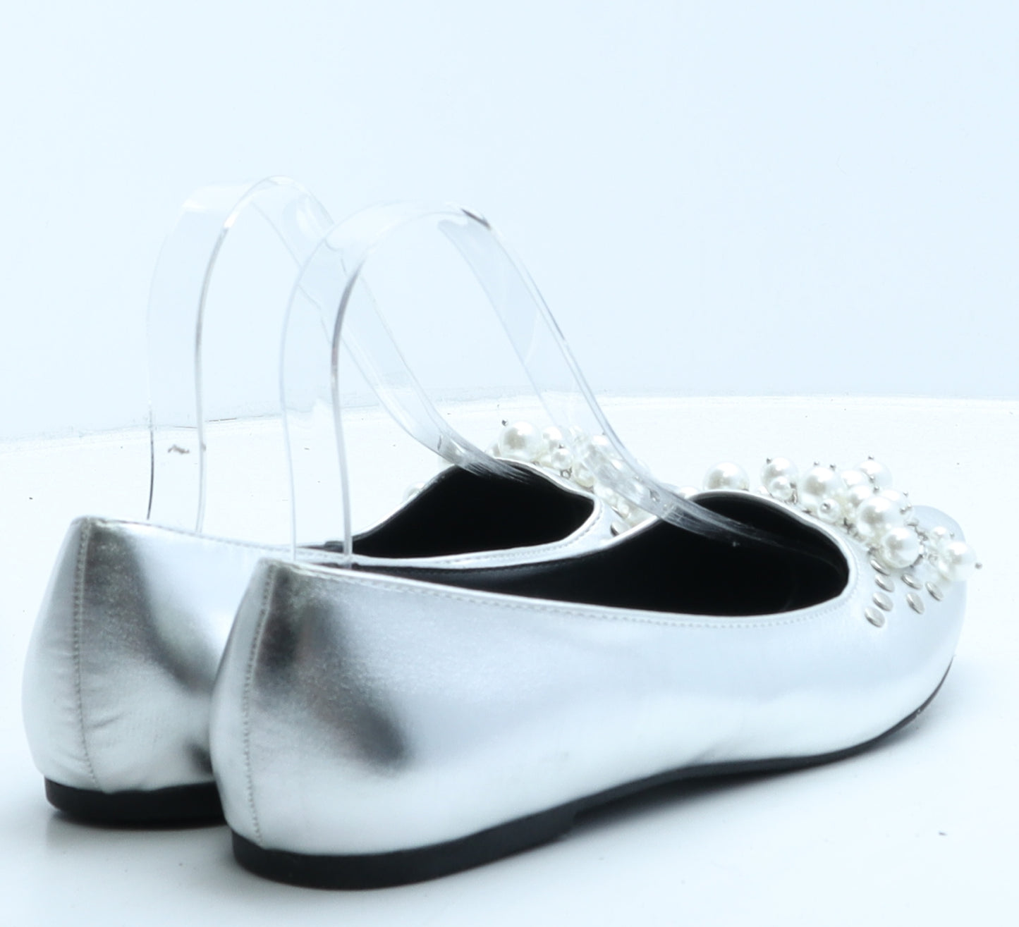 Sole Diva Womens Silver Synthetic Ballet Flat UK 6