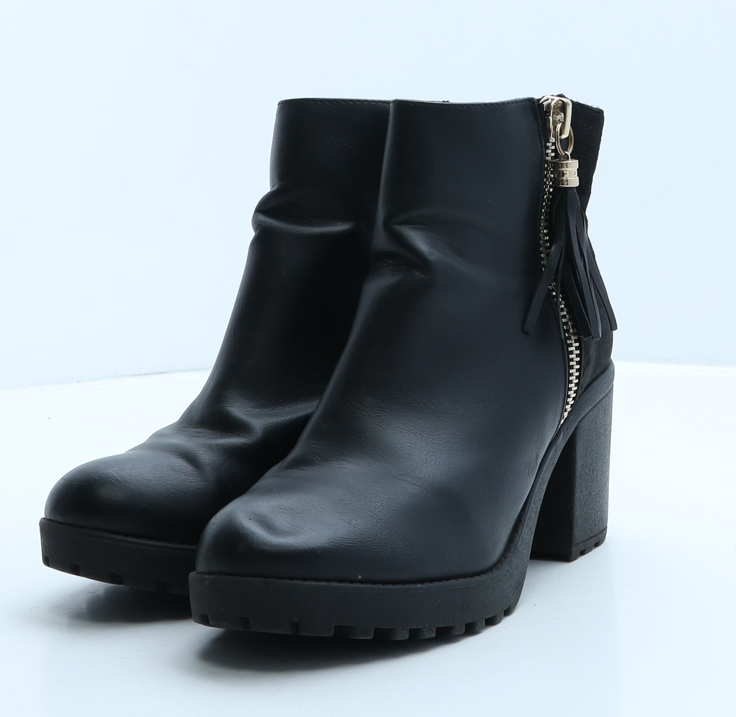 River Island Womens Black Leather Bootie Boot UK 6 39
