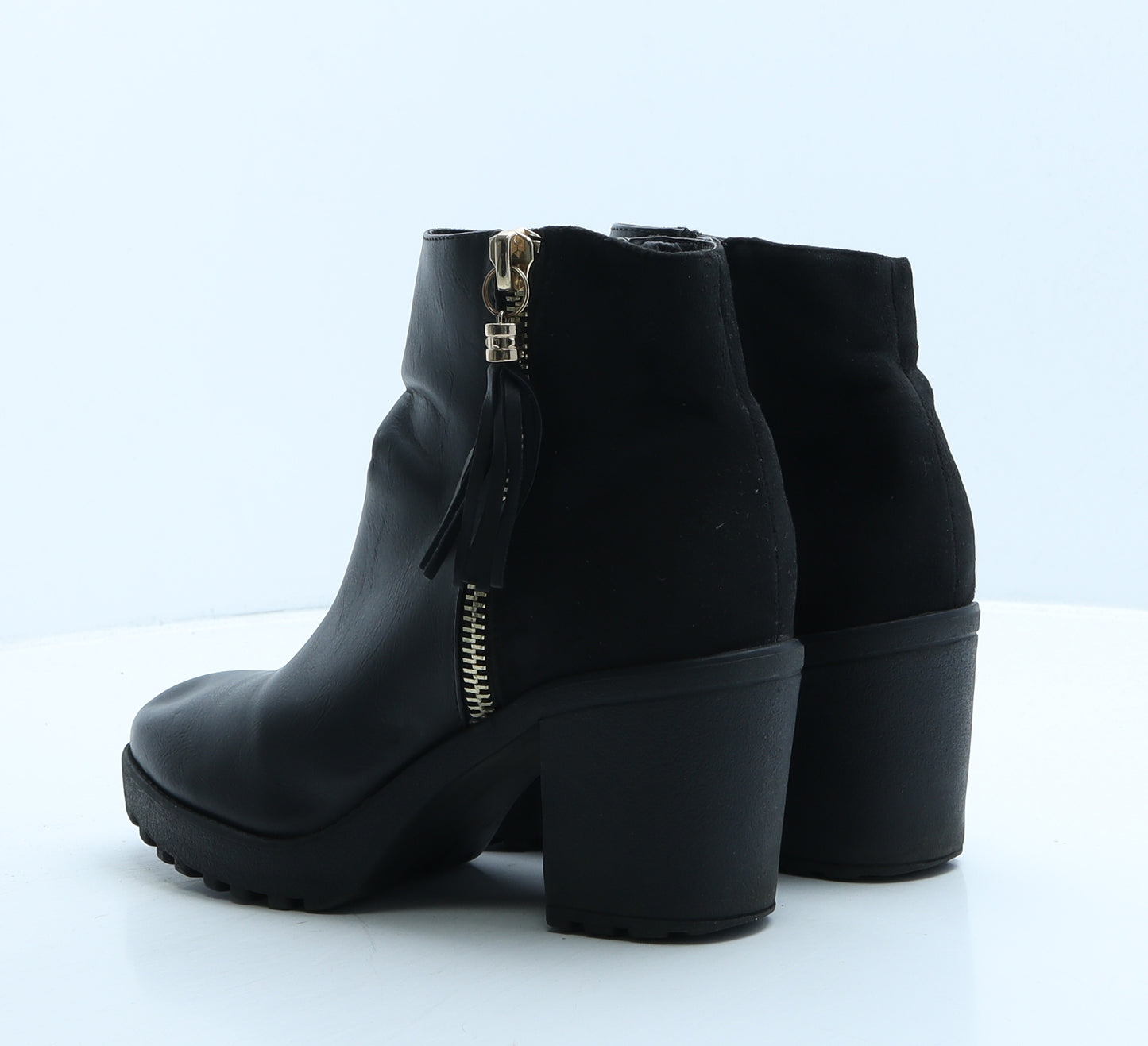 River Island Womens Black Leather Bootie Boot UK 6 39