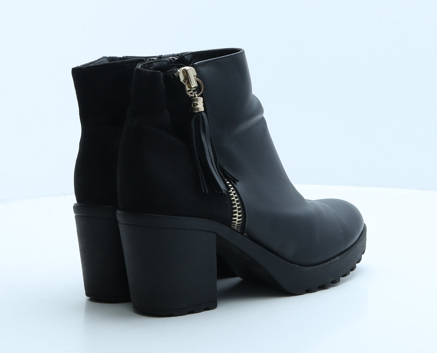 River Island Womens Black Leather Bootie Boot UK 6 39