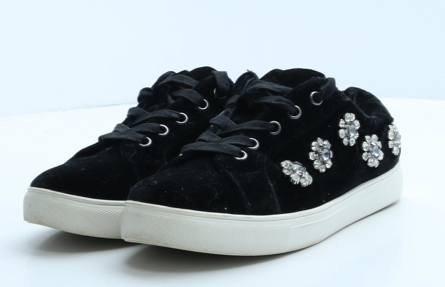 Faith Womens Black Suede Trainer Casual UK 5 38