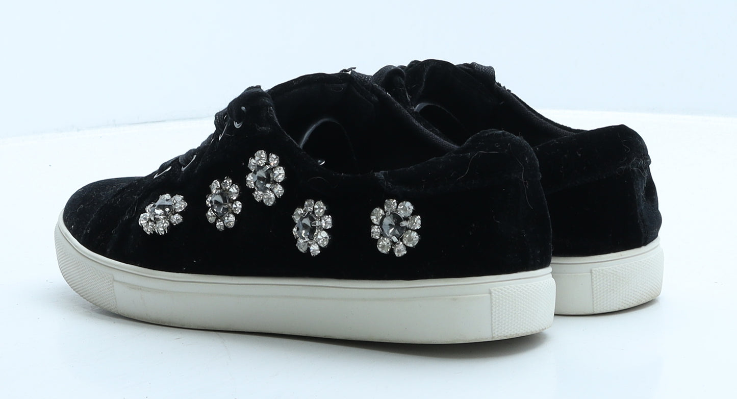 Faith Womens Black Suede Trainer Casual UK 5 38