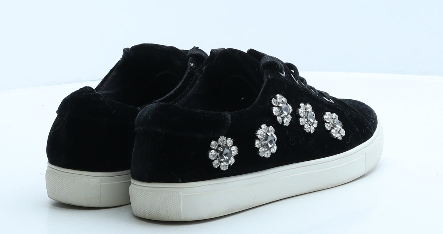 Faith Womens Black Suede Trainer Casual UK 5 38