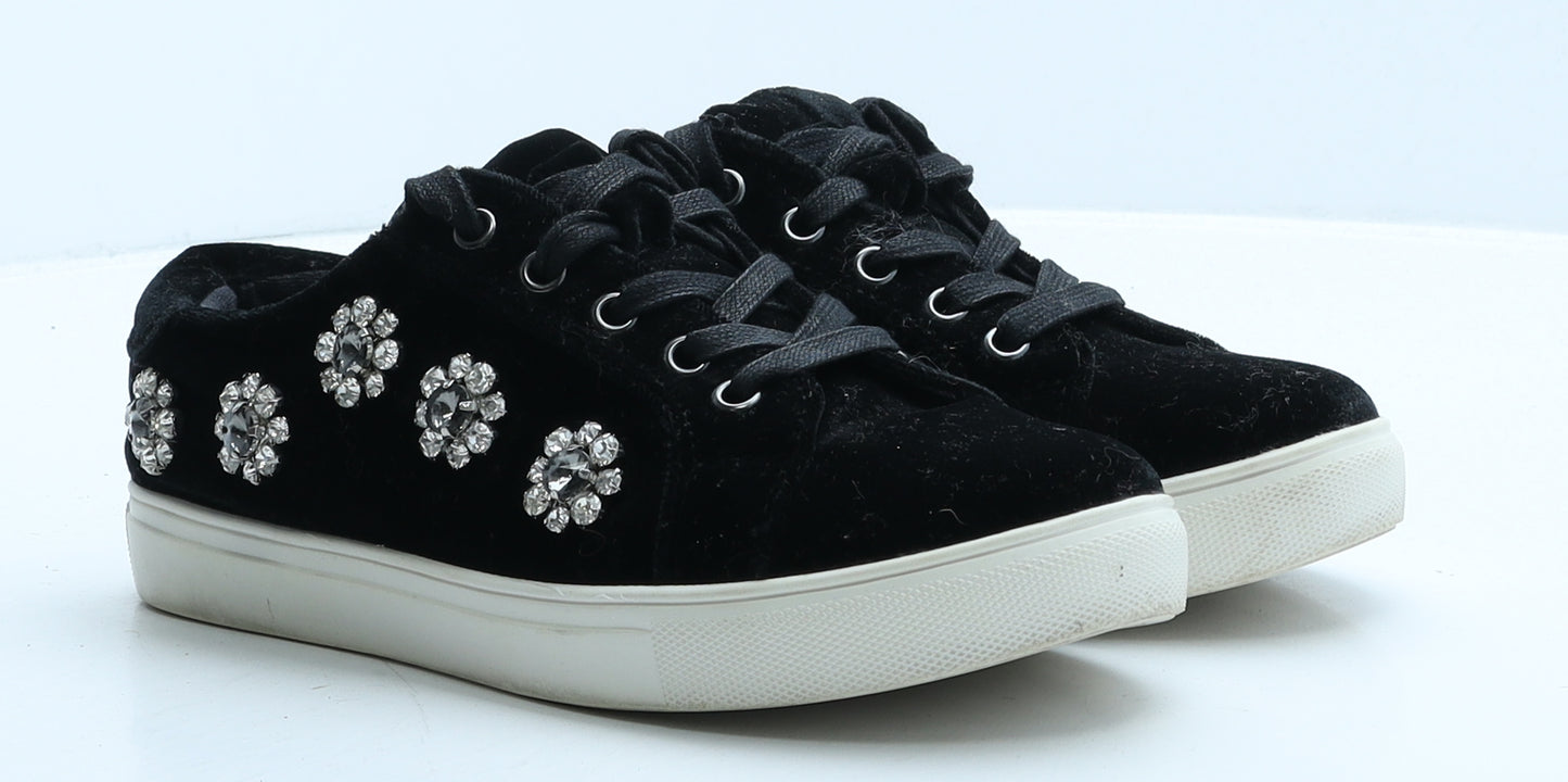 Faith Womens Black Suede Trainer Casual UK 5 38