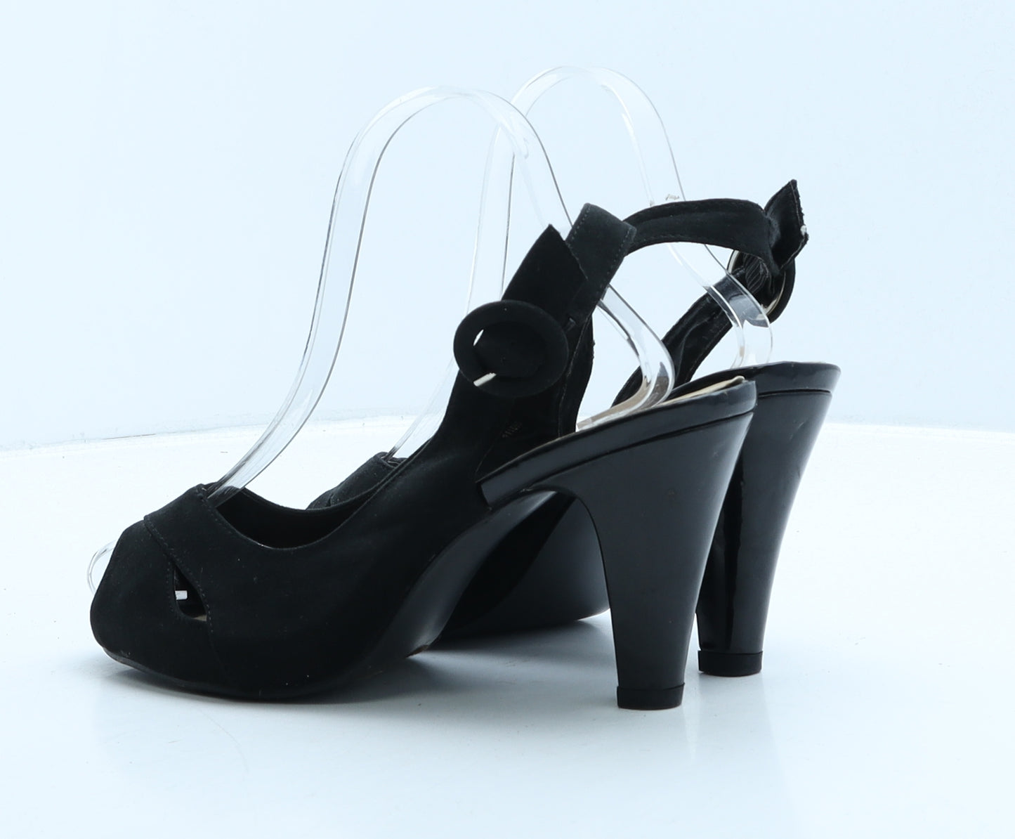 Peacocks Womens Black Suede Slingback Heel UK 6 39