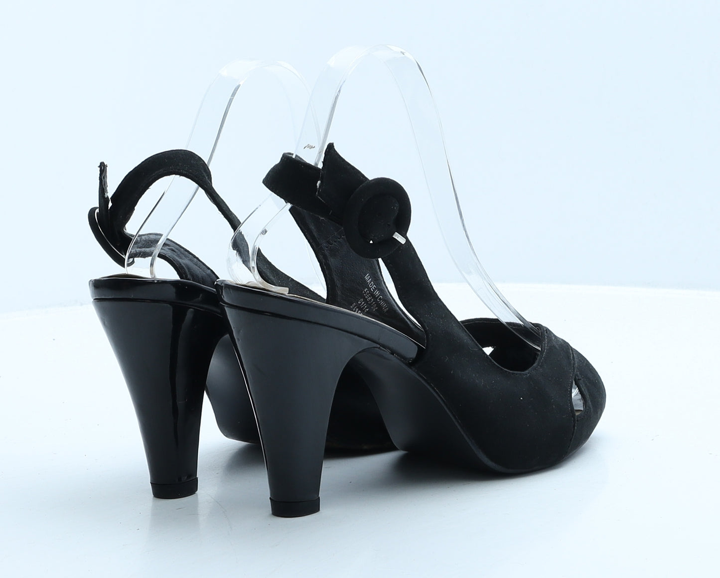 Peacocks Womens Black Suede Slingback Heel UK 6 39