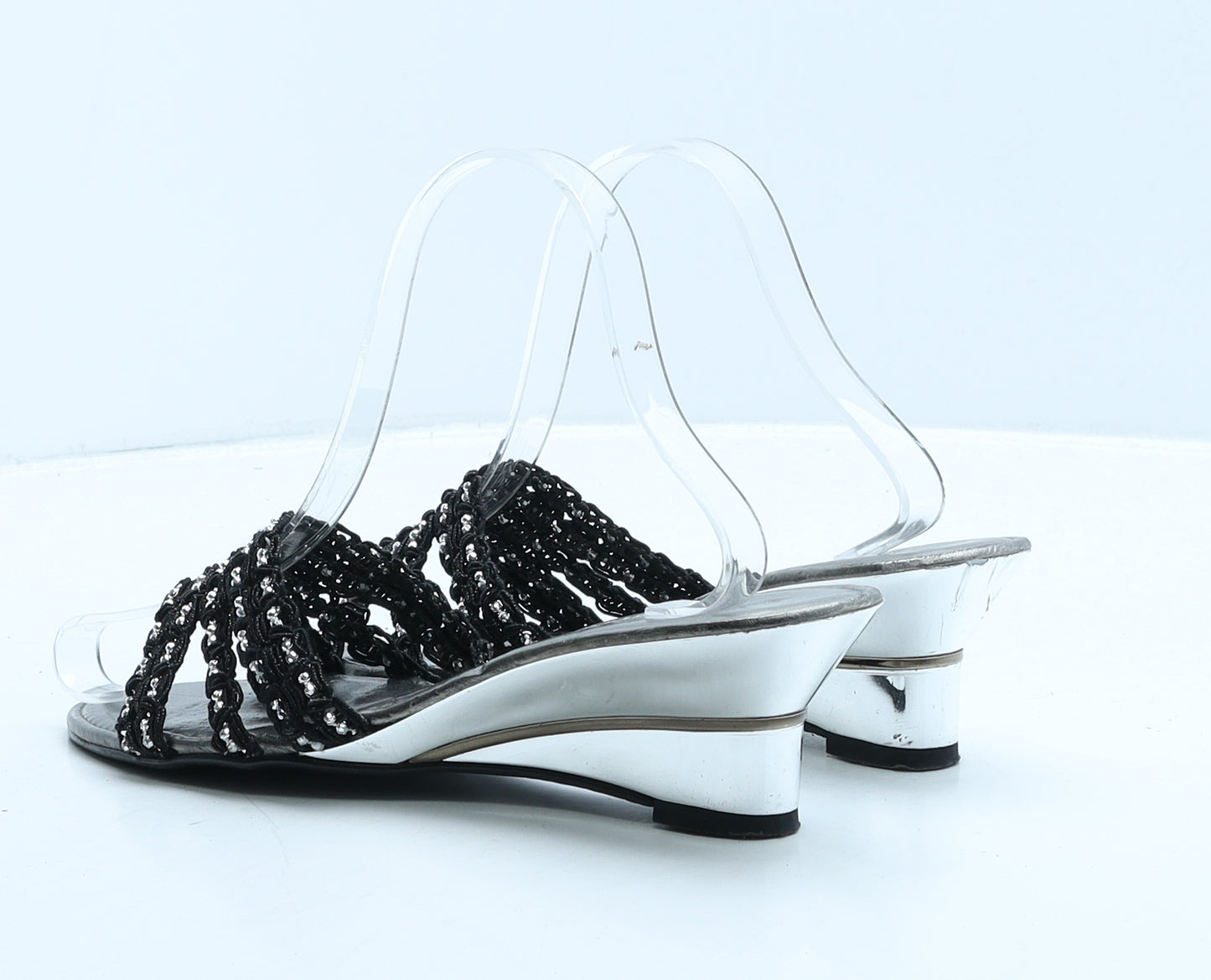 Kaleidoscope Womens Silver Geometric Synthetic Mule Heel UK 5