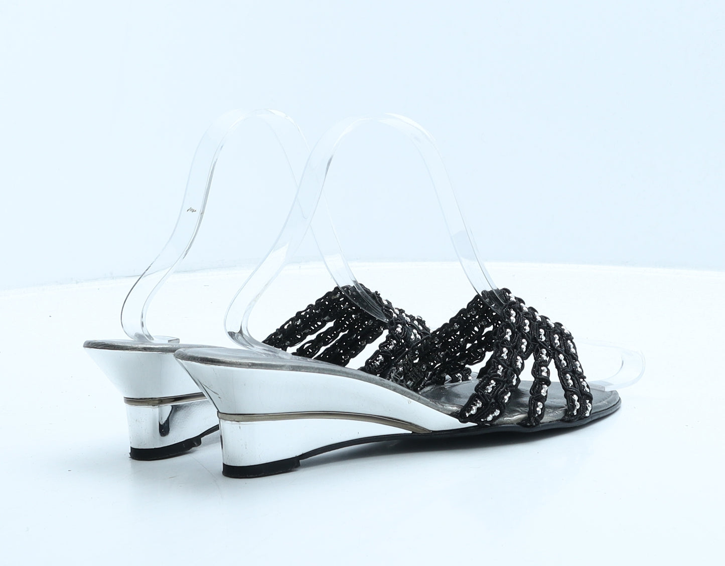 Kaleidoscope Womens Silver Geometric Synthetic Mule Heel UK 5