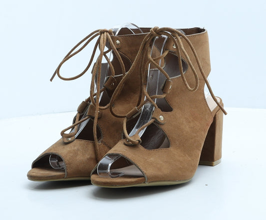 Primark Womens Brown Suede Gladiator Heel UK 7 40