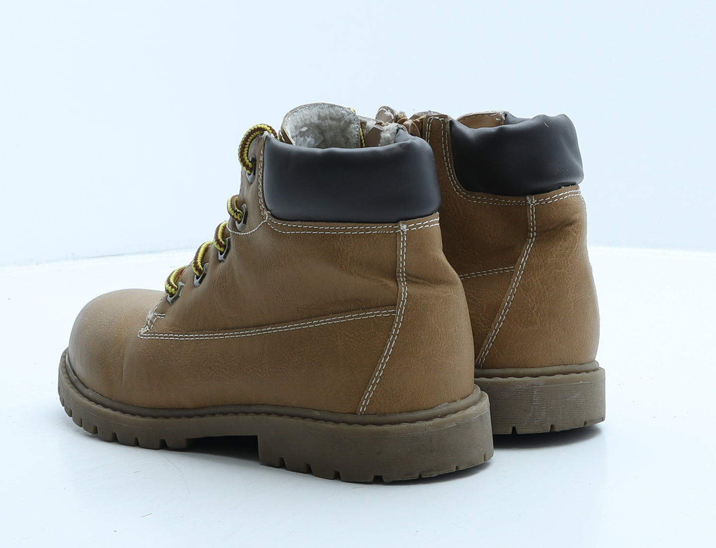 Matalan Boys Brown Leather Combat Boot UK 3 36