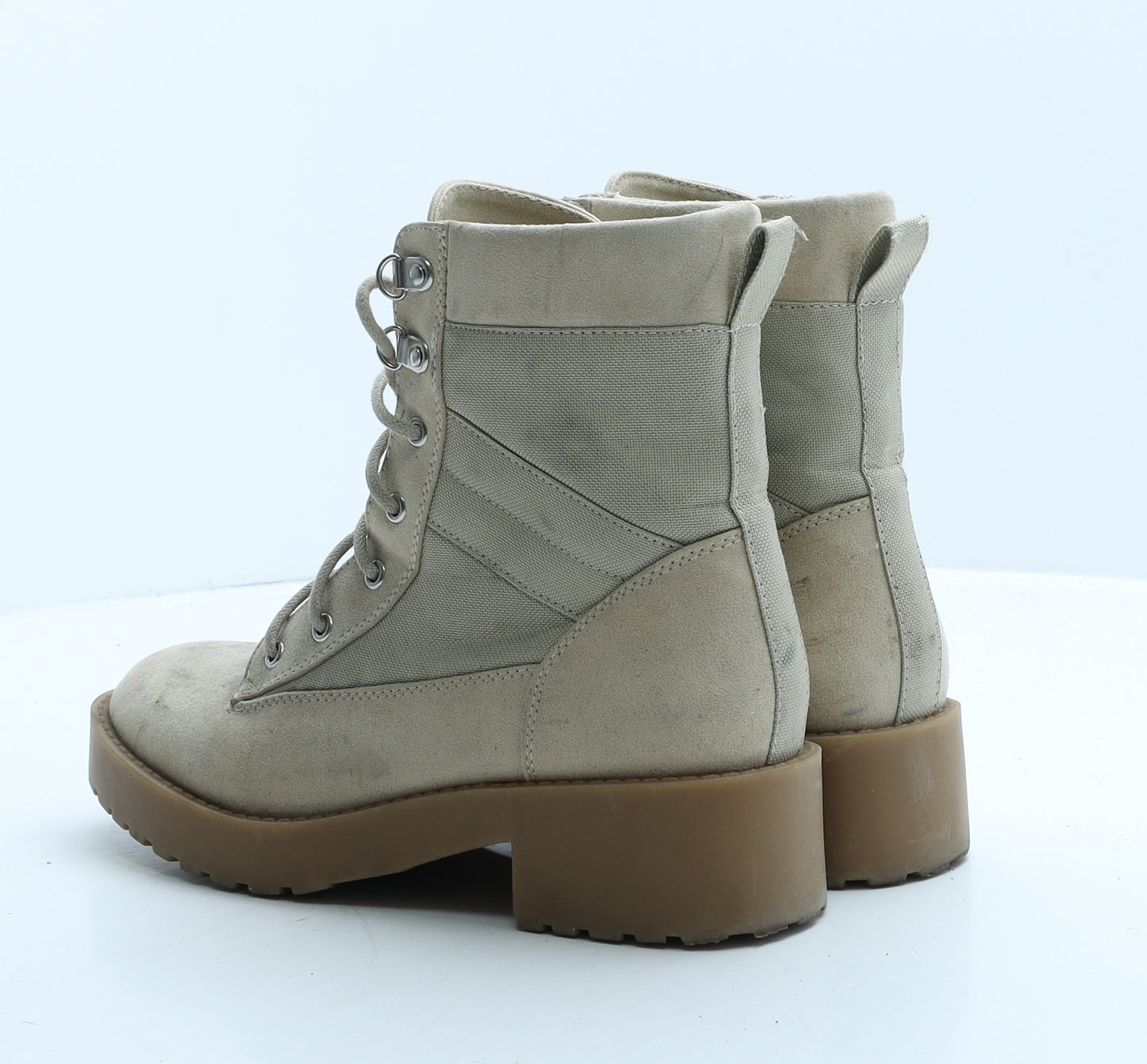 Divided by H&M Womens Beige Suede Combat Boot UK 5 38