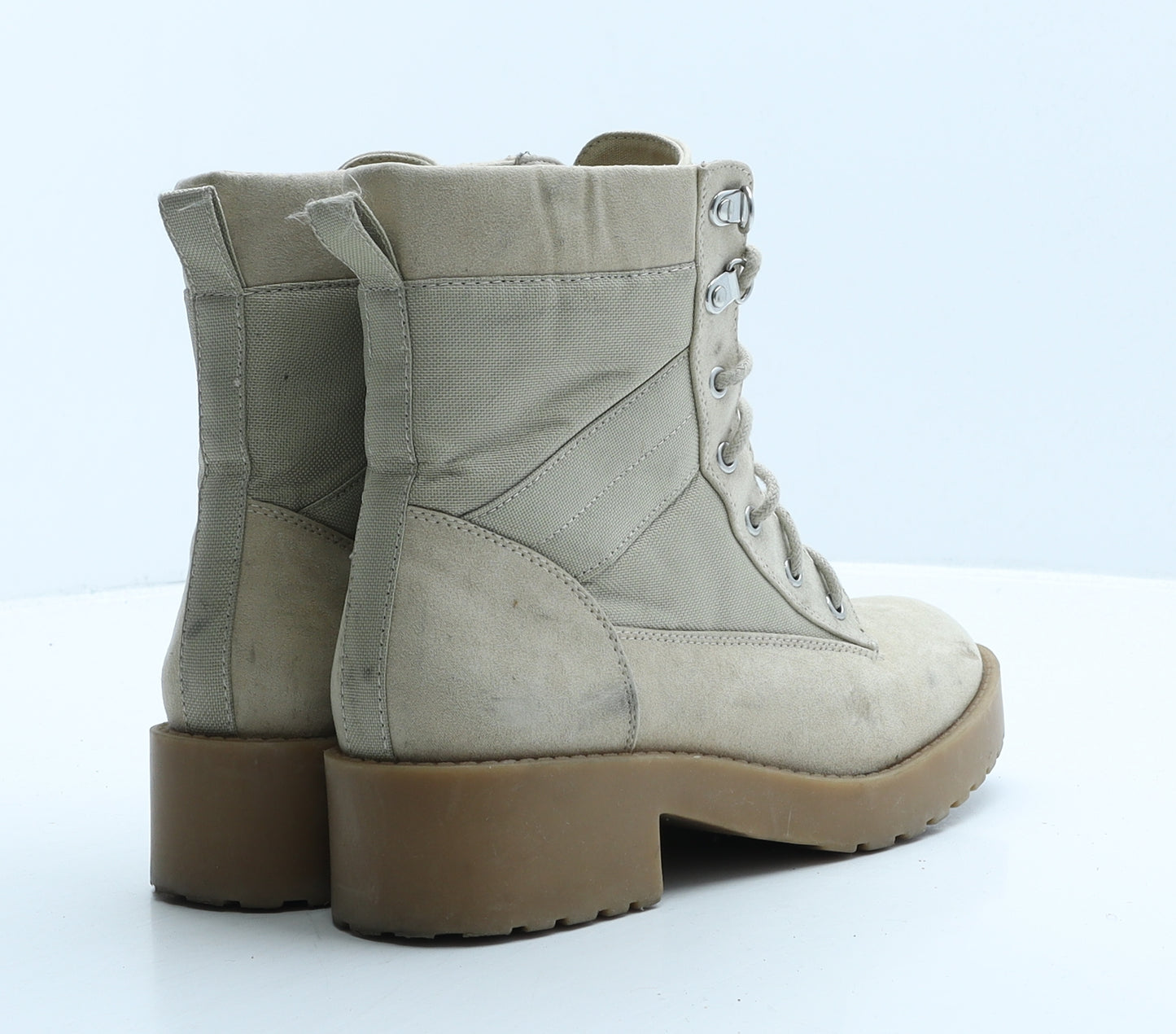 Divided by H&M Womens Beige Suede Combat Boot UK 5 38